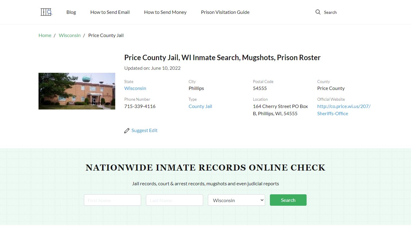 Price County Jail, WI Inmate Search, Mugshots, Prison Roster